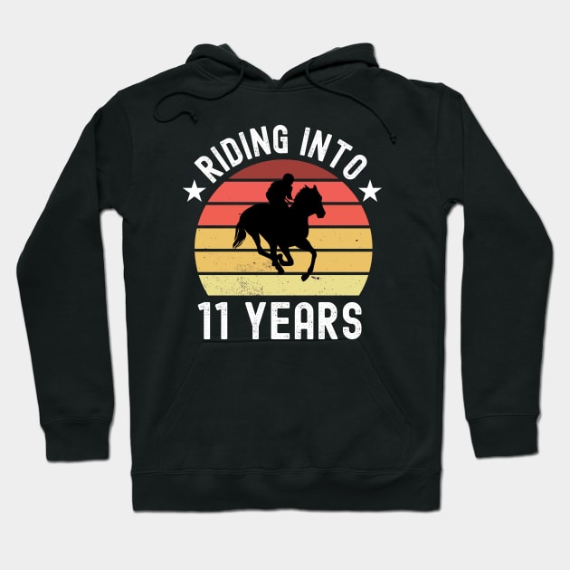 Riding into 11 Years horse gifts for 11 year old birthday Hoodie by madani04